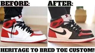 BEFORE & AFTER: 'BRED TOE' CUSTOM FROM AIR JORDAN 1 HERITAGE!