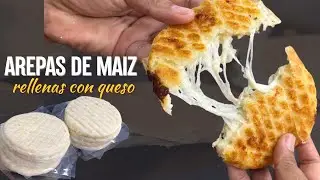 Como hacer AREPAS DE MAIZ peto o maiz trillado  rellenas con queso AREPAS COLOMBIANAS