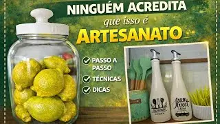 COMO FAZER LIMÕES E UM KIT GALHETEIRO PARA DECORAR A COZINHA! ARTESANATO FÁCIL!