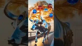 Majestic Silver Ox with Golden Tree | Mythical Fantasy Animal AI Art