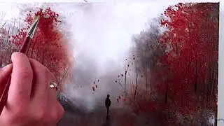 Autumn Reflections | Painting Men by the Lake with Fallen Leaves | Acrylic Art Guide