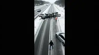 raffic Camera Records Multi-Car Crash on Icy Highway#carcrash #trafficcamera #dashcam #caught