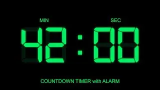 42 Minute Countdown Timer with Alarm on Start and Finish time , glowing Digital Clock Timer Free!