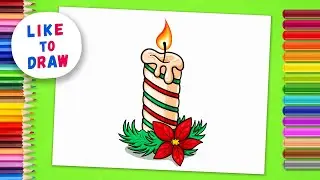 How to Draw CHRISTMAS CANDLE step by step | Holiday Candle Drawing Tutorial | Simple Easy Guide Tips