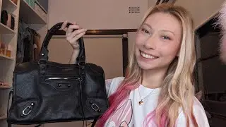 WHAT'S IN MY BALENCIAGA CITY BAG 🖤🌸🩷 THE PERFECT KATE MOSS CLASSIC MEDIUM BLACK MOTO BAG 🐈&zwj;⬛💋💕