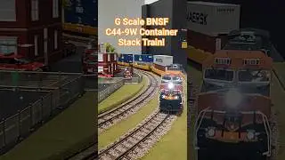 HUGE G Scale BNSF C44-9W Container Stack Train Passes Medical Center & Helipad!