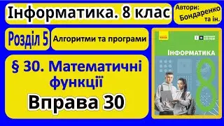 § 30. Математичні функції | 8 клас | Бондаренко