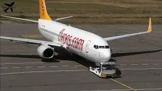 4K Pegasus Boeing 737 TC-AIS Pushback and Takeoff from Eindhoven Airport!