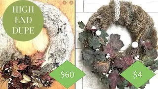 HIGH END DUPE SCANDINAVIAN CHRISTMAS WREATH FAUX FUR / COZY SCANDI DECOR DIY/ LOOK FOR LESS