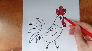 Hen simple drawing | How to draw Hen using colour Pencils for Beginners |