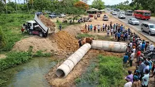 Excellent Starting New Project COMPLETE100% Delete Drainage By Mini Bulldozer Clearing & Dump Truck
