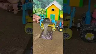 🔥 Amazing Mini Tractor Cement Pillar Work | DIY Construction Model #shorts