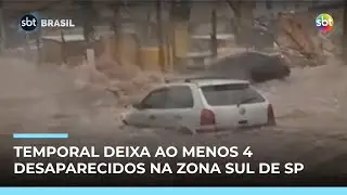 Enxurrada arrasta carros e deixa ao menos 4 desaparecidos na zona sul de SP | #SBTBrasil