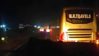 Ghanshyam Travel Bharat Benz Vs Volvo B11R Multiaxel MR travel || Race on NH 8 || Night Riders