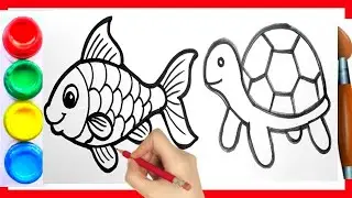 How to draw fish and tortoise drawing । Fish tortoise drawing step by step । मछली और कछुआ