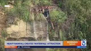 This rare 'waterfall' in Southern California only appears after heavy rainfall