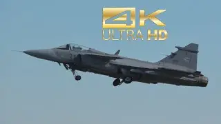 (4K) Saab JAS-39C Gripen Hungarian Air Force flying Display RAF Fairford RIAT 2022 AirShow
