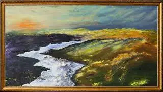 Golden River Landscape at Dusk | Gold Frame TV | Art Screensaver for TV Wallpaper | 2 Hours
