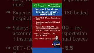 Nursing Jobs Abroad | O T Nurses for Maldives | Male , Female Nurse Jobs |