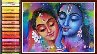 Holi drawing/Oil Pastel drawing/How to draw Radha Krishna /Indian radha krishna painting/Dol utsav