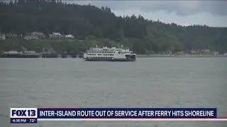 San Juan Islands inter-island route out of service after ferry hits shoreline