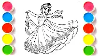 How to Draw Elsa from Frozen | Frozen Coloring Pages | Disney Princess Drawing for Kids  
