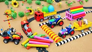 DIY Mini Truck Builds Brick & Metal Railing Bridge | Fun Construction Science Project