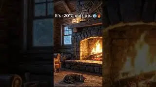 Instant Cozy Vibes ❄️🔥 Cat Sleeping by Fireplace #Shorts