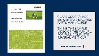 Claas Cougar 1400 Mower Base Machine Parts Manual PDF