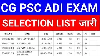 CGPSC Assistant Director Industry (ADI) 2025 Selection List Release 2025 