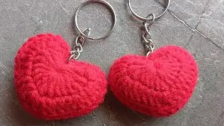 Tutorial for crochet heart keychain #crochet for beginners 