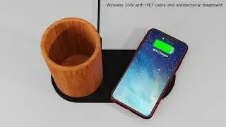 w17 10w light up logo wireless charging pad and bamboo pencil holder 720p 1