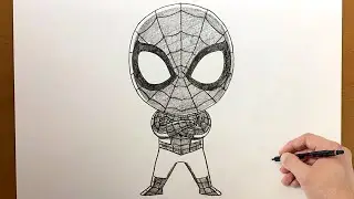 How to Draw Cute Spiderman | Chibi Superhero Drawing