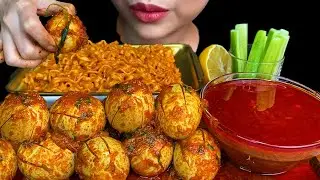MUKBANG EATING||Spicy Boiled Chicken Eggs, Spicy Noodles * MUKBANG SOUNDS *