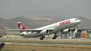 Swiss Airbus 330-300 HB-JHA Take Off Malaga LEMG