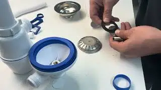 Установка бутылочного сифона с отводом для подключения слива от стиральной машины А-4011 на мойку.