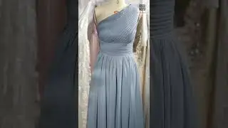 BABARONI One Shoulder Chiffon Long Bridemaid Dresses
