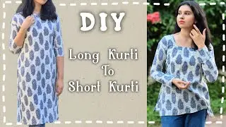 DIY Short top | Long kurti to trending Short Kurti | Upcycling old Kurta to full sleeve Short Top