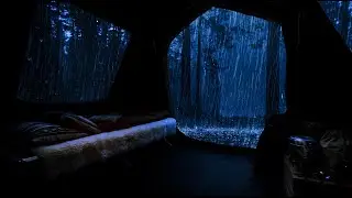 Heavy Night Rain Outside a Cozy Canvas Shelter | Rain Sounds 🌧