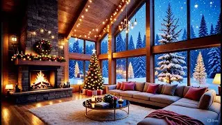 Ambience Christmas Cabin by the Fireplace | Snowfall, Warm Lights Relaxing Mood | FESTADO.CINEMATI