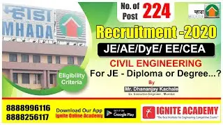 MHADA - 2020 Recruitment | Civil Engineering  | Total 224 Post | By- Mr Dhananjay Kachale