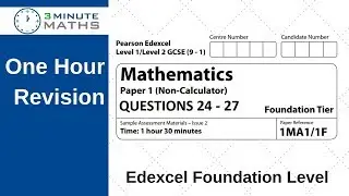 Edexcel Foundation paper 1 non calculator - questions 24 - 27