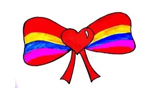 Rainbow Heart Bow Coloring Page | Art Colors for Kids