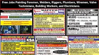 Free Jobs Painting Foremen, Welders, Riggers, Plumbers, Wiremen, Valve Technicians, Electricians.