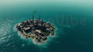 Smoky Sea Outpost, Ocean Foundry, Island Ruins, Foggy Factory, Animated Background