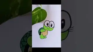 cartoon tortoise drawing 💕🌿/colour pencil sketch#shorts