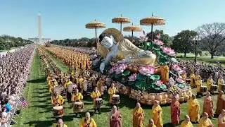 Buddhist Parade London 2025 Majestic Golden Buddha .History in london parade of gautam buddha statue
