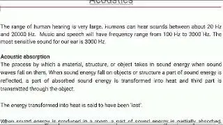 Acoustic absorption, coefficient, echo reverberation