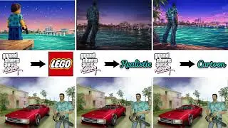GTA Vice City on Lego, realistic and Cartoon 