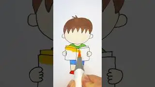 How to draw a cute boy with a book easy | Drawing tutorial for kids